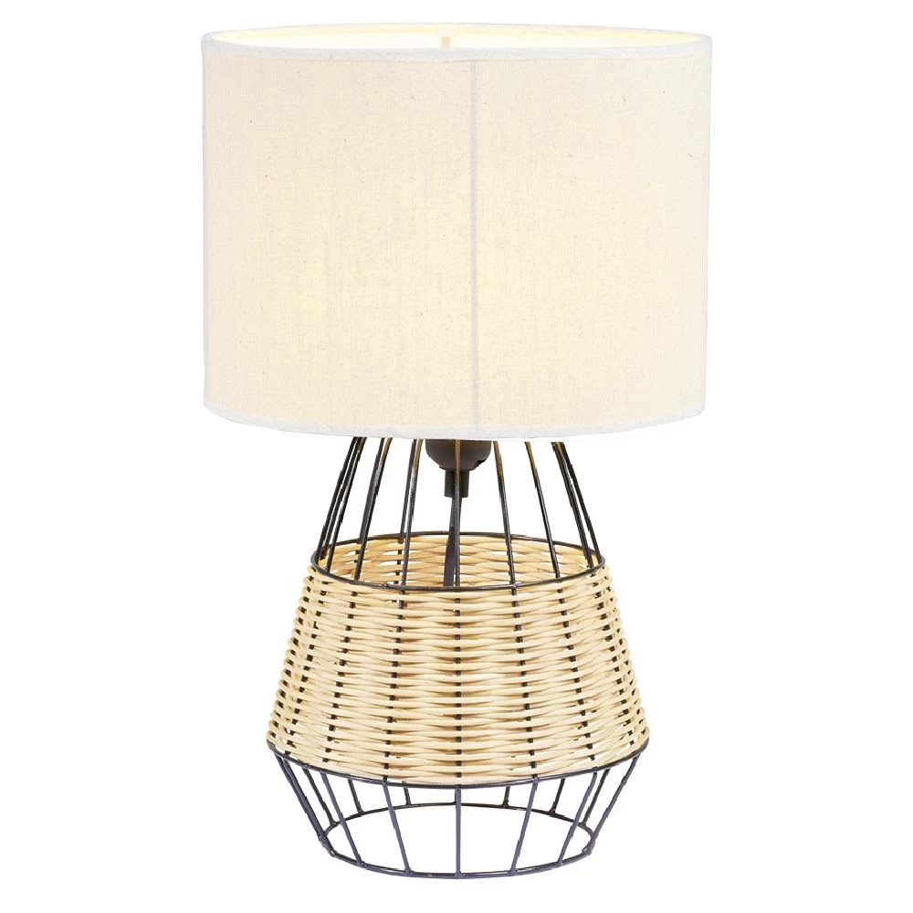 Lampe De Chevet Métal Osier Marron Et Noir 25x25xH44cm 1 Lampe De Chevet Métal Osier Marron Et Noir 25x25xH44cm