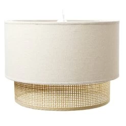 Suspension Ronde 2 Niveaux Bambou Blanc Ø35xH115cm