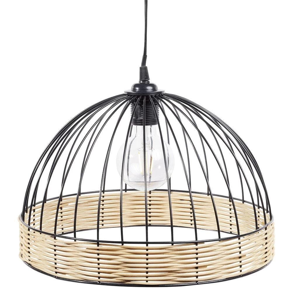 Suspension Ronde Métal Osier Noir Et Marron Ø35xH22cm 1 Suspension Ronde Métal Osier Noir Et Marron Ø35xH22cm