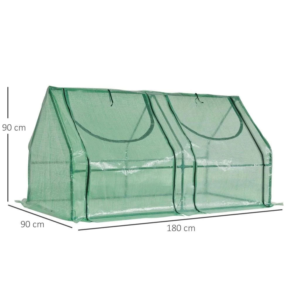 Mini Serre De Jardin Serre à Tomates Double Bâche 180L X 90l X 90H Cm Acier PE PVC 2 Fenêtres Avec Zip Enroulables Vert 5 Mini Serre De Jardin Serre à Tomates Double Bâche 180L X 90l X 90H Cm Acier PE PVC 2 Fenêtres Avec Zip Enroulables Vert – Image 5