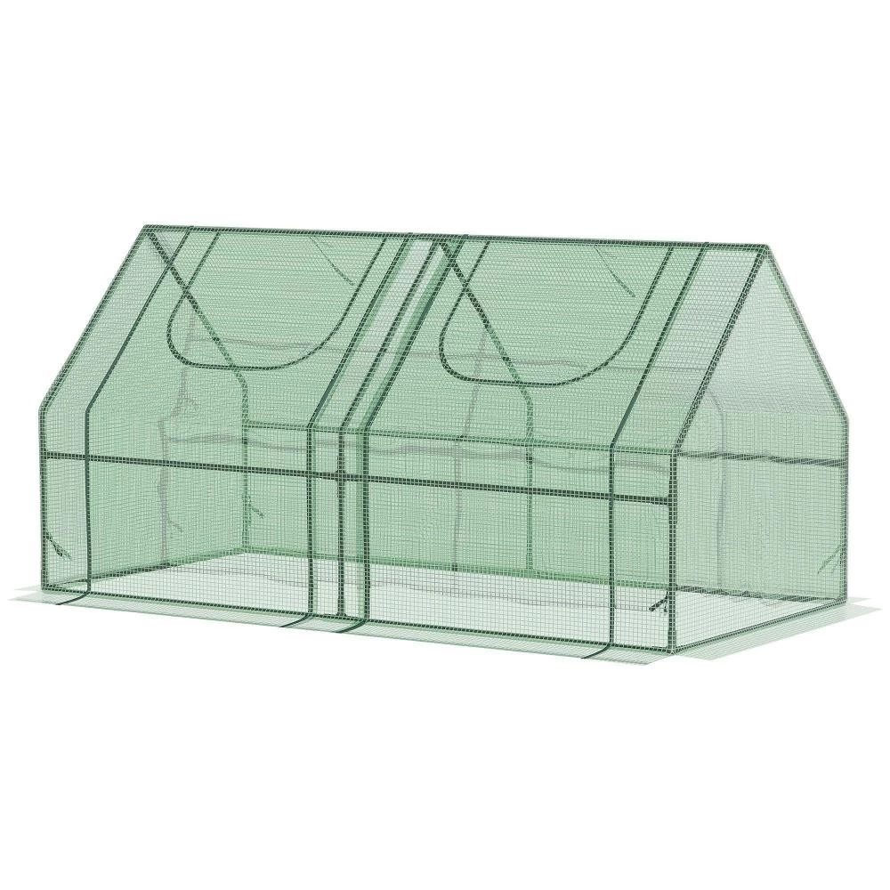 Mini Serre De Jardin Serre à Tomates Double Bâche 180L X 90l X 90H Cm Acier PE PVC 2 Fenêtres Avec Zip Enroulables Vert 1 Mini Serre De Jardin Serre à Tomates Double Bâche 180L X 90l X 90H Cm Acier PE PVC 2 Fenêtres Avec Zip Enroulables Vert