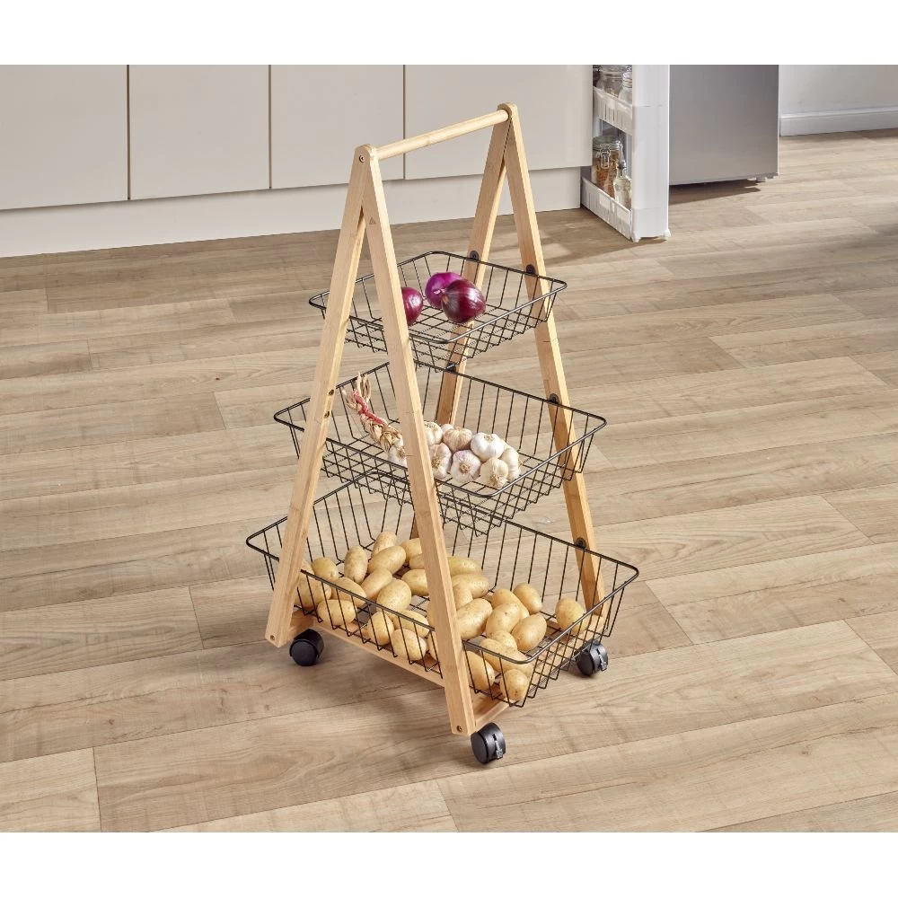 Desserte Bambou Panier Métal 3 Niveaux 54,5x36,5xH85 Cm 1 Desserte Bambou Panier Métal 3 Niveaux 54,5x36,5xH85 Cm