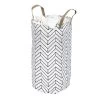 Panière à Linge Souple Motif Géométrique Blanc Et Noir Ø35xH60cm 60L