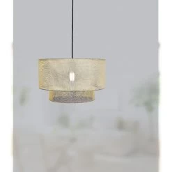 Suspension Avec Abat-jour En Lin Beige Ø40 Cm 5 Suspension Avec Abat-jour En Lin Beige Ø40 Cm -Vous ne pouvez pas battre les meubles. 600662 morePictures 01