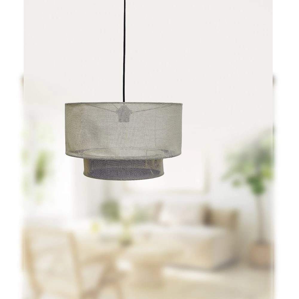 Suspension Avec Abat-jour En Lin Beige Ø40 Cm 1 Suspension Avec Abat-jour En Lin Beige Ø40 Cm