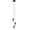 Suspension 3 Douilles Métal Noir Ø12xH100 Cm