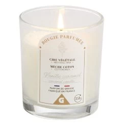 Bougie Blanc Ivoire Dans Verre Senteur Vanille Ø7xH8cm