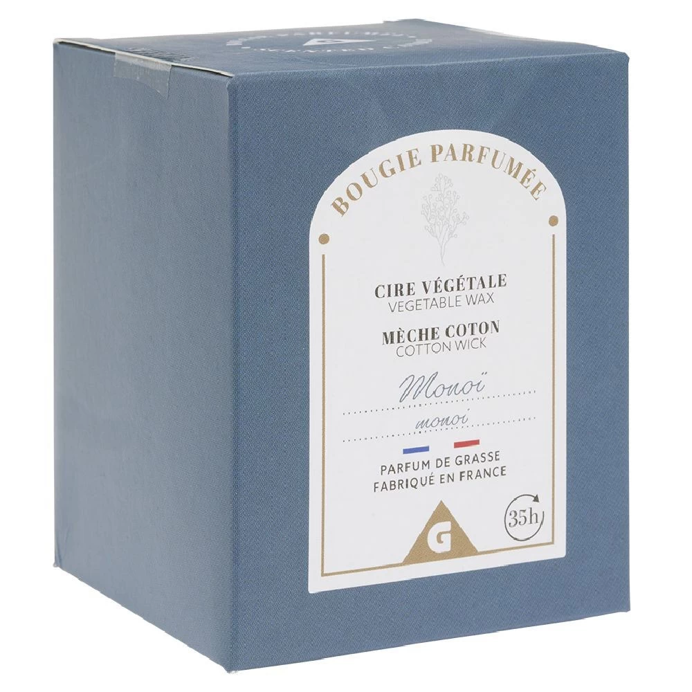 Bougie Bleue Dans Verre Senteur Monoï Ø7xH8cm 2 Bougie Bleue Dans Verre Senteur Monoï Ø7xH8cm – Image 2