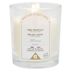 Bougie Bleue Dans Verre Senteur Monoï Ø7xH8cm