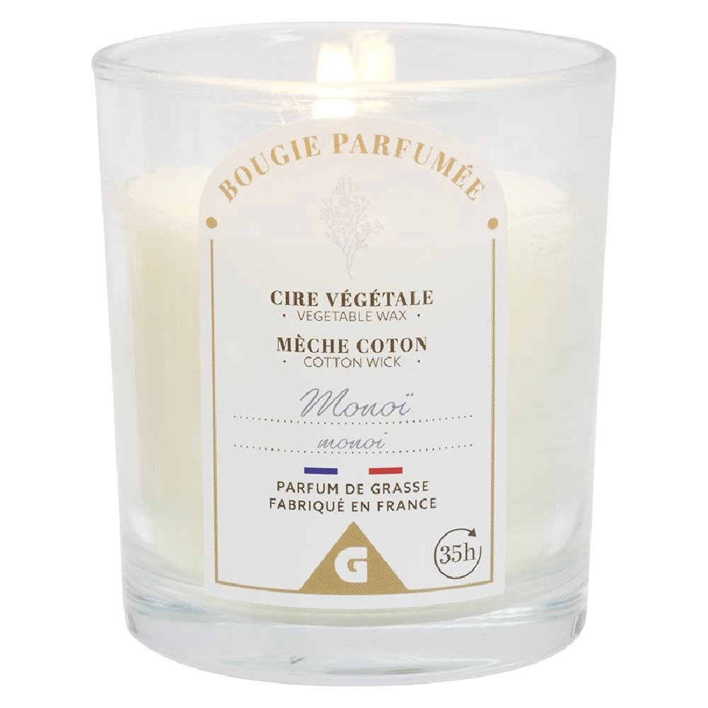 Bougie Bleue Dans Verre Senteur Monoï Ø7xH8cm 1 Bougie Bleue Dans Verre Senteur Monoï Ø7xH8cm