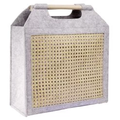 Panière Feutrine Et Bambou Grise Grand Modèle 47x17xH42cm -Vous ne pouvez pas battre les meubles. 601094