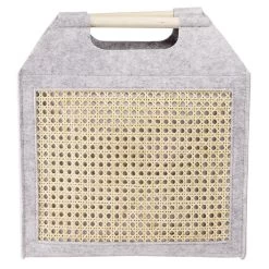 Panière Feutrine Et Bambou Grise Moyen Modèle 42x14xH38cm