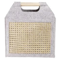 Panière Feutrine Et Bambou Grise Petit Modèle 37x10,5xH33,5cm