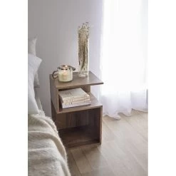 Table De Chevet Bout De Canapé - 2 Niches Marron 33x29xH50 Cm -Vous ne pouvez pas battre les meubles. 601501 morePictures 02