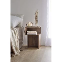 Table De Chevet Bout De Canapé - 2 Niches Marron 33x29xH50 Cm