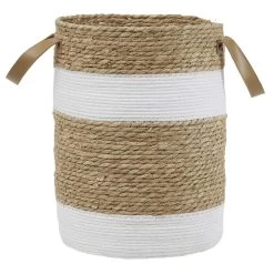 Panière Ronde En Jute Naturel Bandes Blanches Ø30xH40 Cm - LENA 12 Panière Ronde En Jute Naturel Bandes Blanches Ø30xH40 Cm - LENA -Vous ne pouvez pas battre les meubles. 601636 morePictures 01