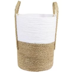 Panière Ronde Blanc Naturel Ø35xH45 Cm