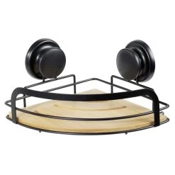 Serviteur De Douche D'angle Bambou Et Métal Noir