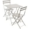 Table De Jardin Boston Pliante 2 Personnes Métal Gris 60x60xH70cm
