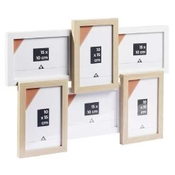 Pêle Mêle 6 Vues Cadre Bois Beige