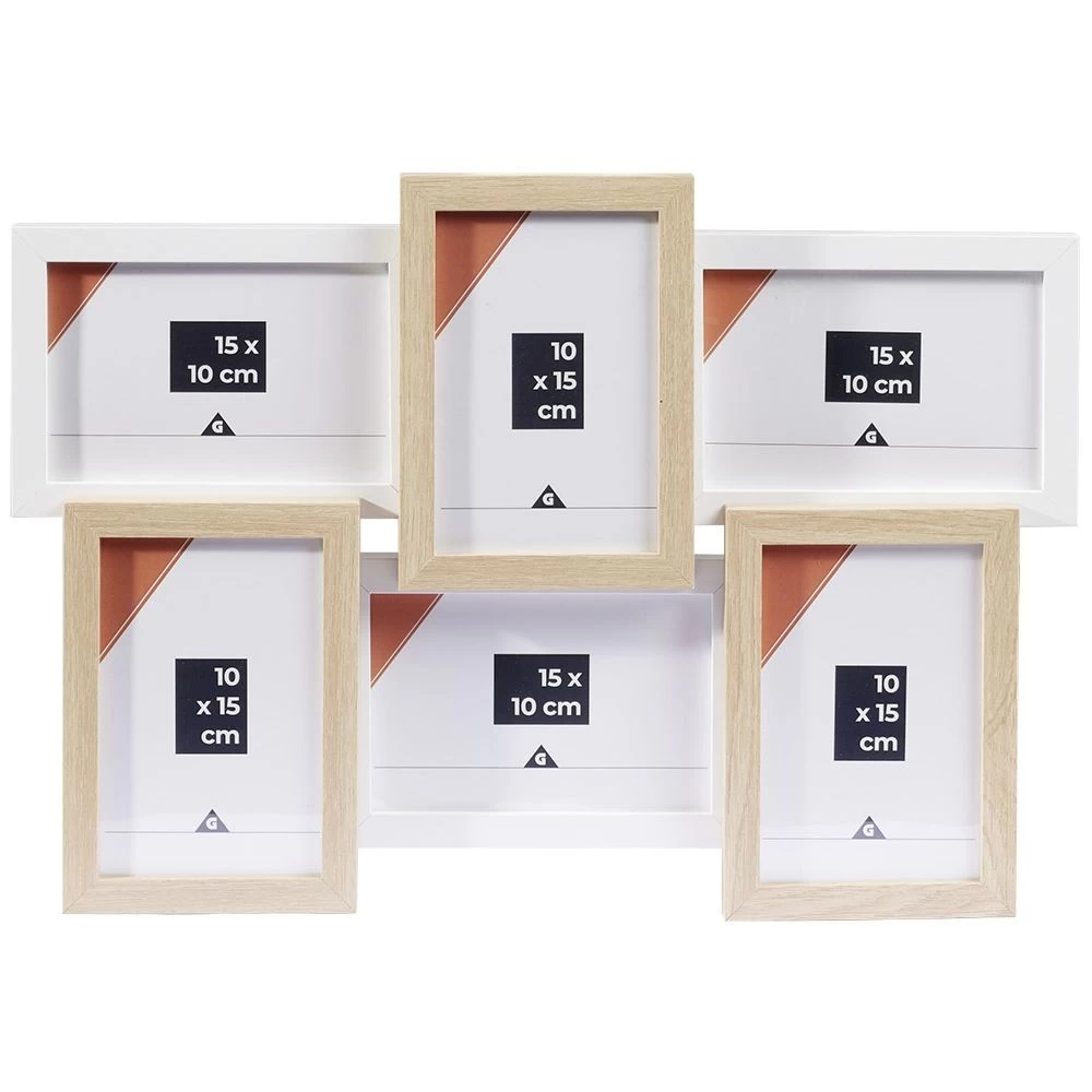 Pêle Mêle 6 Vues Cadre Bois Beige 2 Pêle Mêle 6 Vues Cadre Bois Beige – Image 2