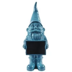 Nain De Jardin Avec Pancarte Craie Uni Bleu H30cm