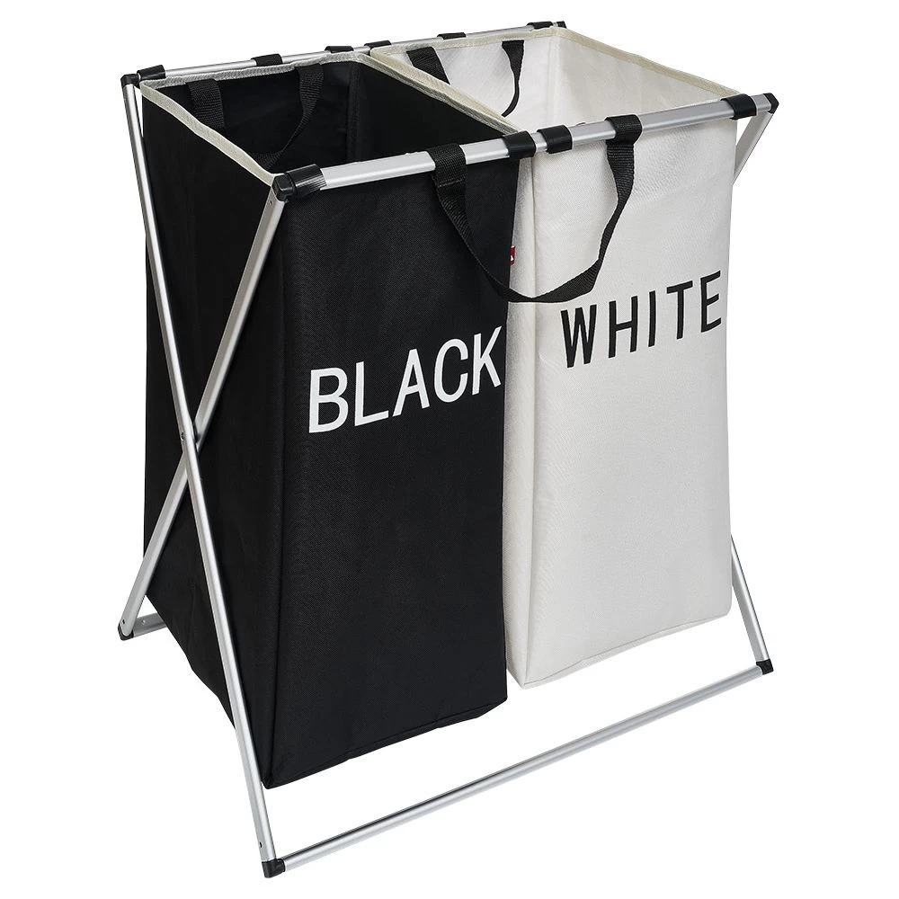 Panière à Linge De Tri Blanc Noir 1 Panière à Linge De Tri Blanc Noir