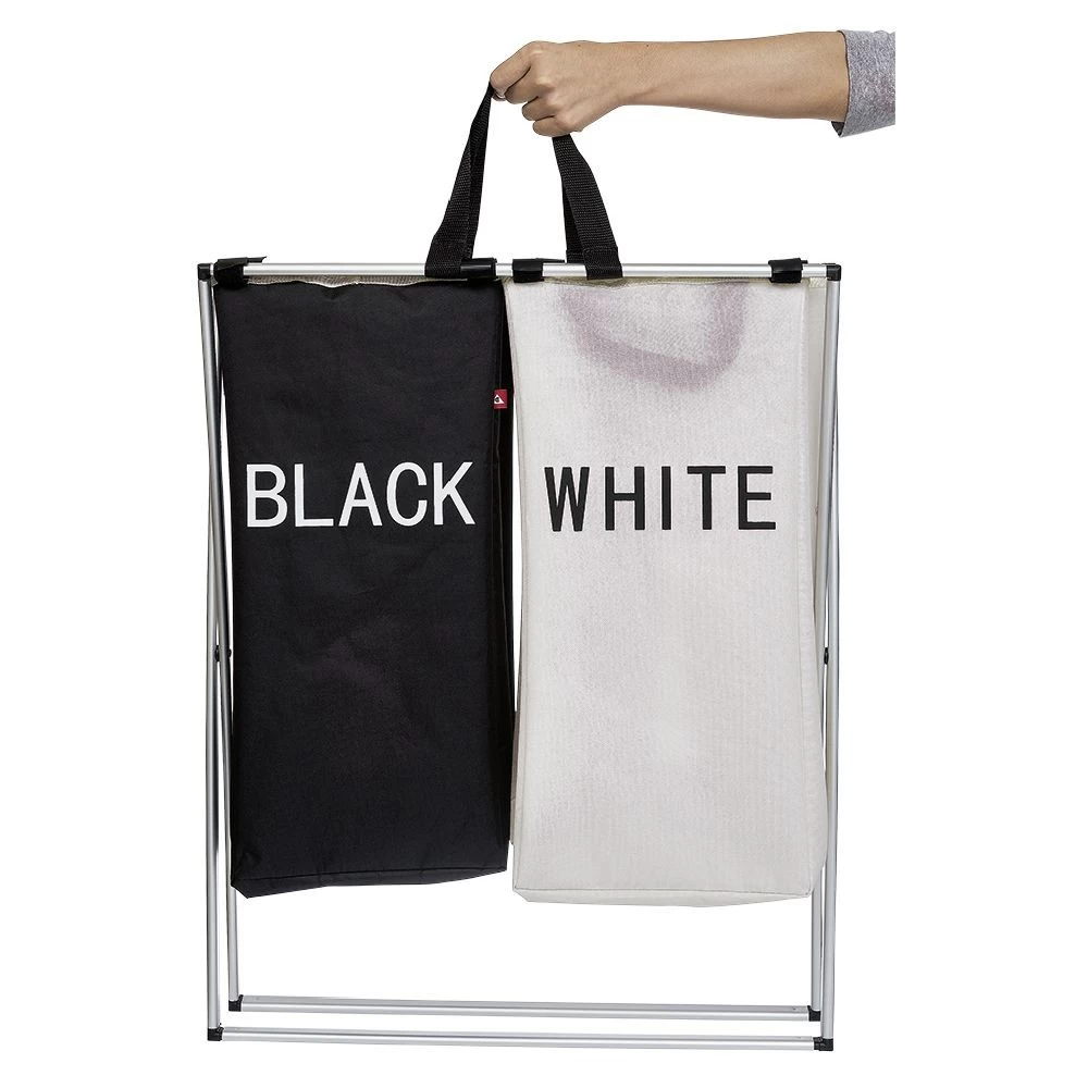 Panière à Linge De Tri Blanc Noir 3 Panière à Linge De Tri Blanc Noir – Image 3