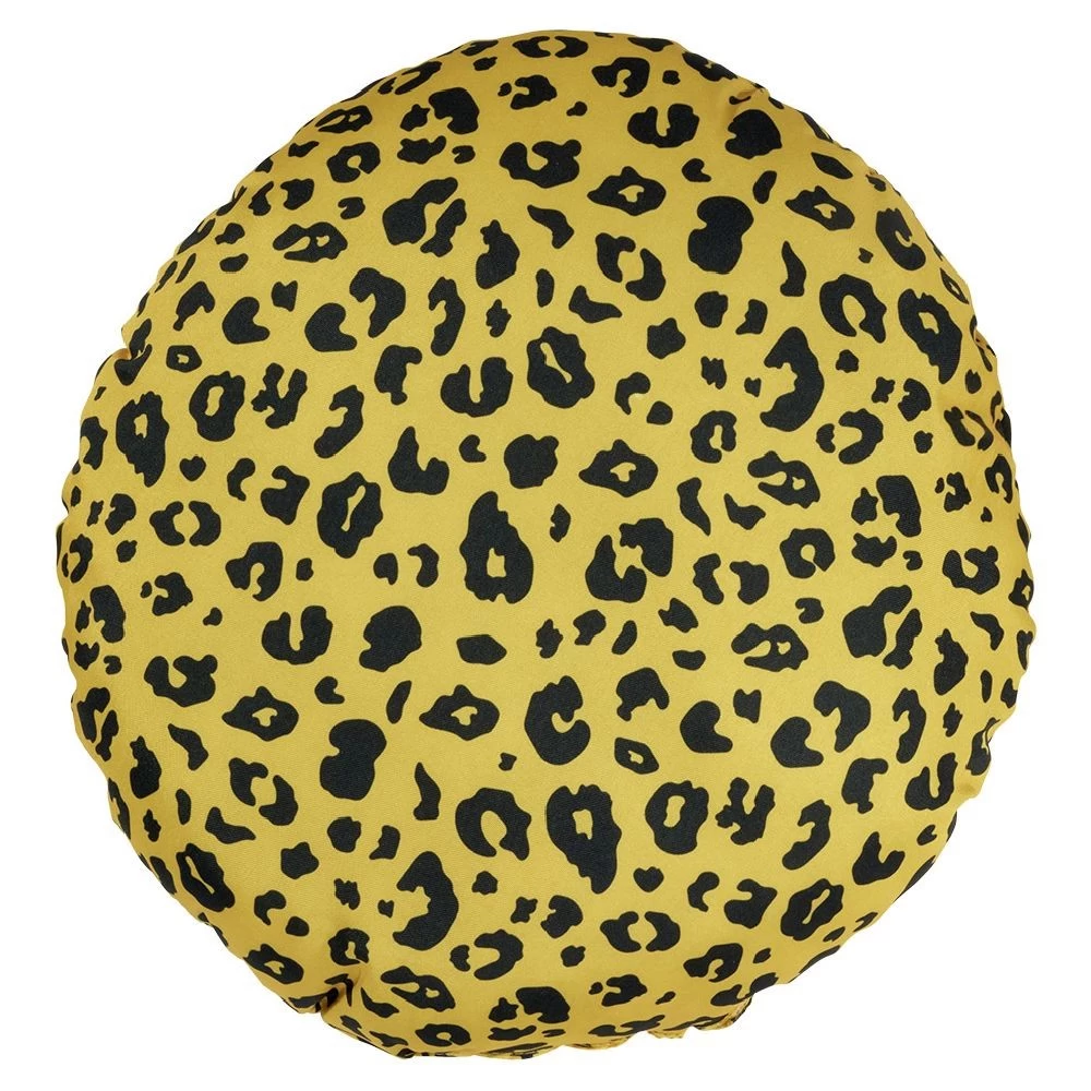 Coussin D'extérieur Déperlant Motif Léopard Jaune Et Noir Ø40cm 3 Coussin D'extérieur Déperlant Motif Léopard Jaune Et Noir Ø40cm – Image 3