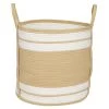 Panière Ronde Naturel Bandes Blanches Ø43xH43 Cm - SAMI