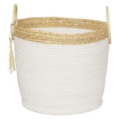 Panière Ronde Avec Anses Blanc Naturel Ø40,5xH35 Cm - RONDA