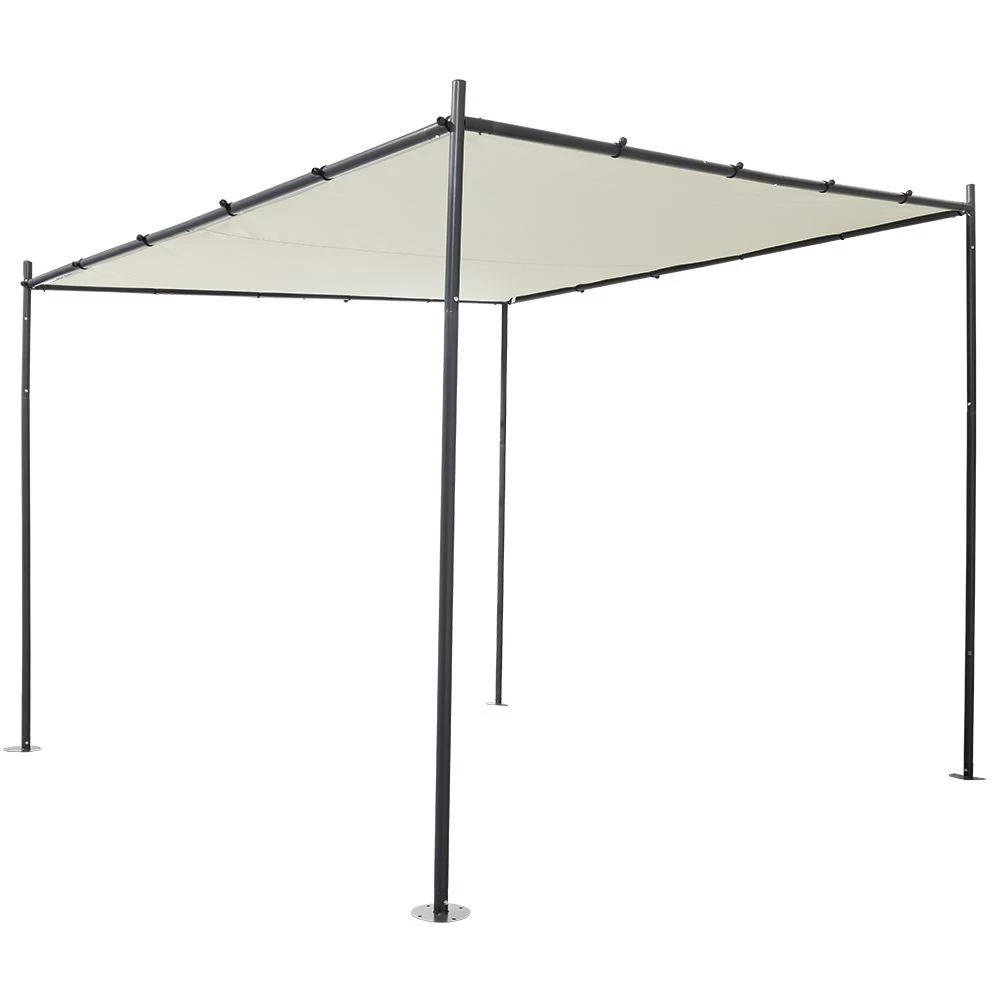 Tonnelle Adossée Guethary Gris Et Beige 298x298xH250cm 1 Tonnelle Adossée Guethary Gris Et Beige 298x298xH250cm