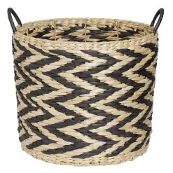 Panière Design Chevrons Noir Naturel Ø35xH30 Cm - ZEBRA -Vous ne pouvez pas battre les meubles. 602940