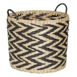 Panière Design Chevrons Noir Naturel Ø35xH30 Cm - ZEBRA -Vous ne pouvez pas battre les meubles. 602940 morePictures 01