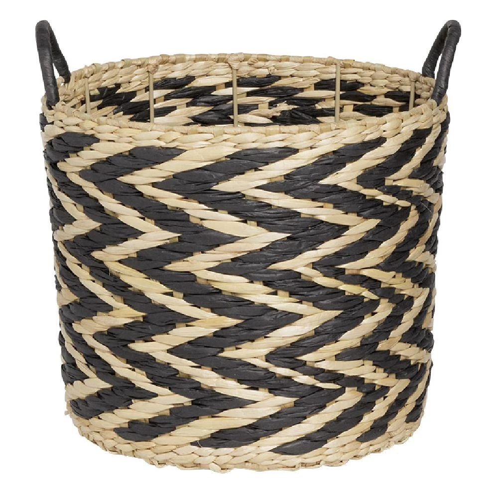 Panière Design Chevrons Noir Naturel Ø30xH26 Cm - ZEBRA 2 Panière Design Chevrons Noir Naturel Ø30xH26 Cm - ZEBRA – Image 2