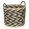 Panière Design Chevrons Noir Naturel Ø30xH26 Cm - ZEBRA