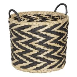 Panière Design Chevrons Noir Naturel Ø30xH26 Cm - ZEBRA