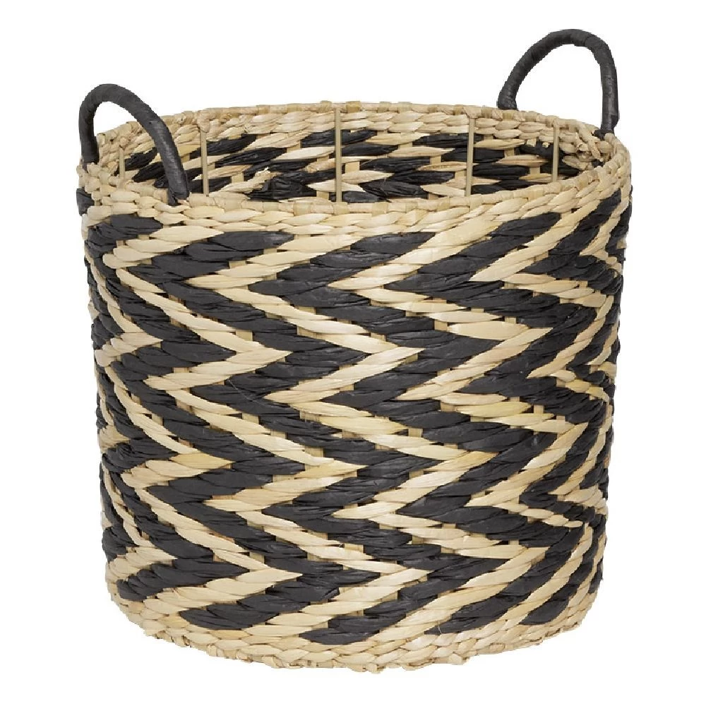 Panière Design Chevrons Noir Naturel Ø30xH26 Cm - ZEBRA 1 Panière Design Chevrons Noir Naturel Ø30xH26 Cm - ZEBRA