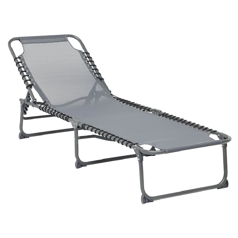 Lit De Camp Pliant Gris 190x60xH30 Cm 5 Lit De Camp Pliant Gris 190x60xH30 Cm – Image 5