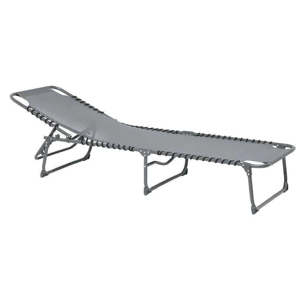 Lit De Camp Pliant Gris 190x60xH30 Cm 2 Lit De Camp Pliant Gris 190x60xH30 Cm – Image 2