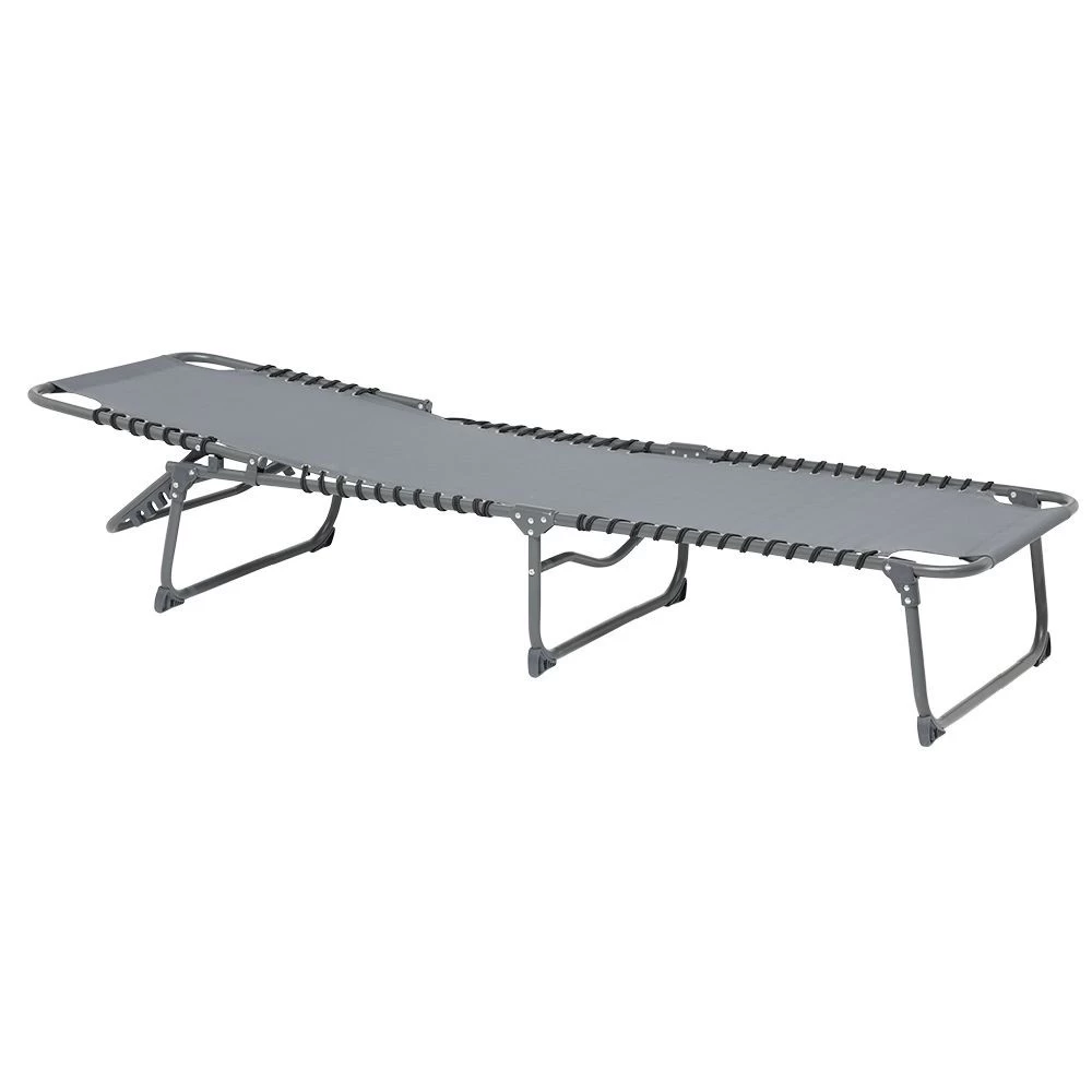 Lit De Camp Pliant Gris 190x60xH30 Cm 4 Lit De Camp Pliant Gris 190x60xH30 Cm – Image 4