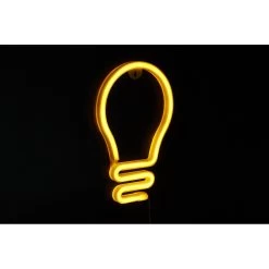 Lampe Néon LED Forme Ampoule Jaune à Suspendre L16,5xH26,5cm