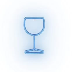 Lampe Néon LED Forme Verre à Pied Bleu à Suspendre L19xH28,5cm