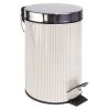 Poubelle Salle De Bain à Pédale Métal Rayure Verticale Blanc Beige 3L