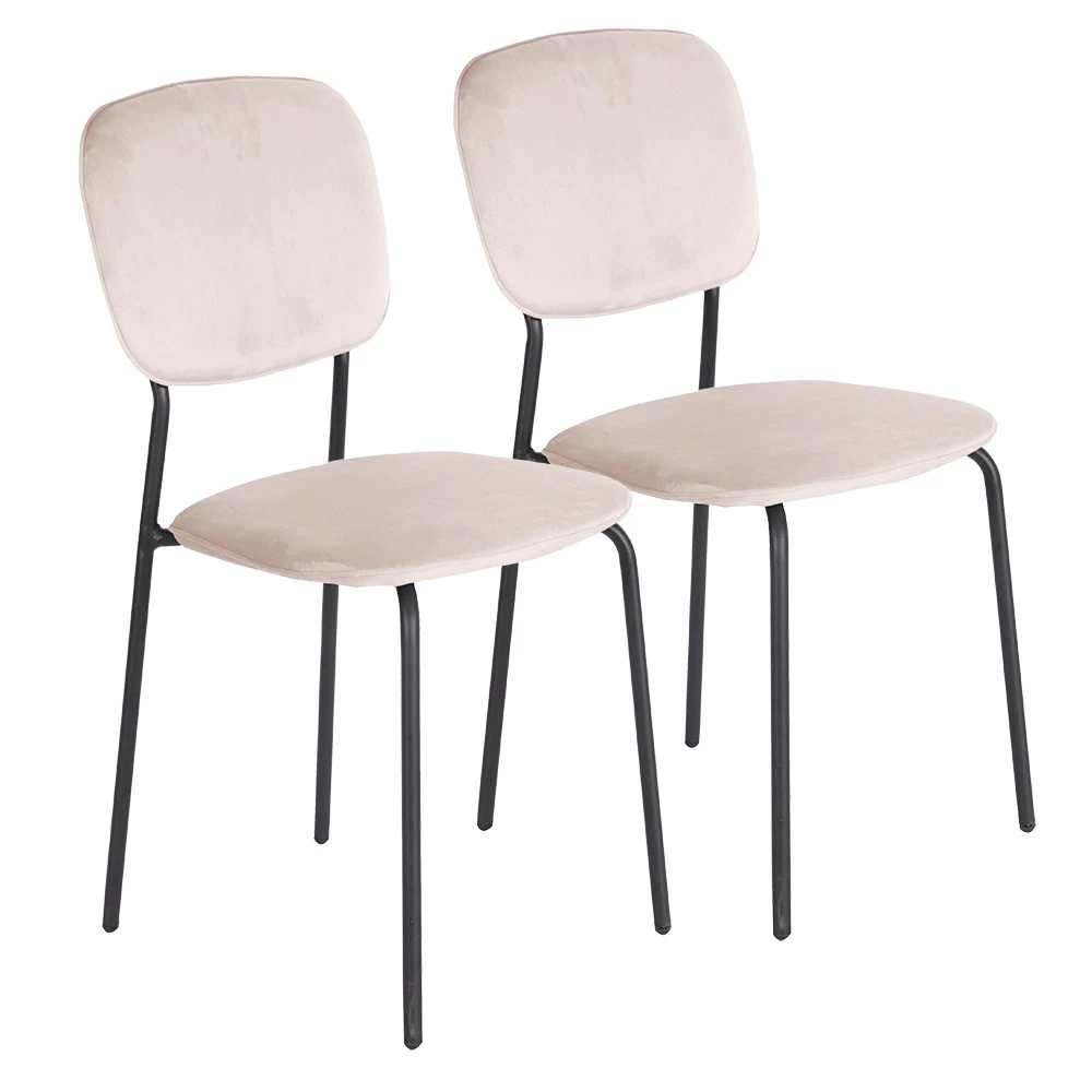 Chaise Velours Morgane Rose 49x45xH86cm X2 2 Chaise Velours Morgane Rose 49x45xH86cm X2 – Image 2