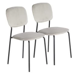 Chaise Velours Morgane Gris 49x45xH86cm X2