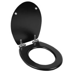 Abattant WC Noir Avec Frein De Chute Réglable Déclipsable 46x36cm