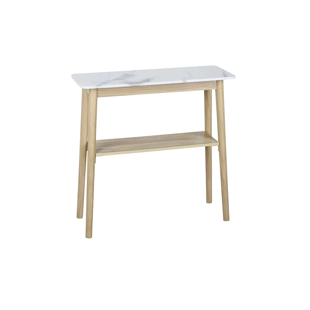 Console Scarlett Bois Plateau Effet Marbre Gris Et Blanc 80x30xH80cm 2 Console Scarlett Bois Plateau Effet Marbre Gris Et Blanc 80x30xH80cm – Image 2
