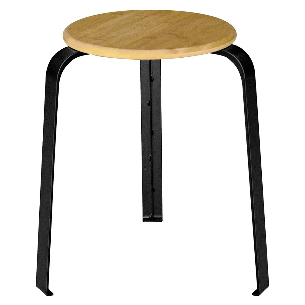 Tabouret En Bambou Et Métal Jack Noir Naturel L.30 X P.30 X H.45 Cm 2 Tabouret En Bambou Et Métal Jack Noir Naturel L.30 X P.30 X H.45 Cm – Image 2