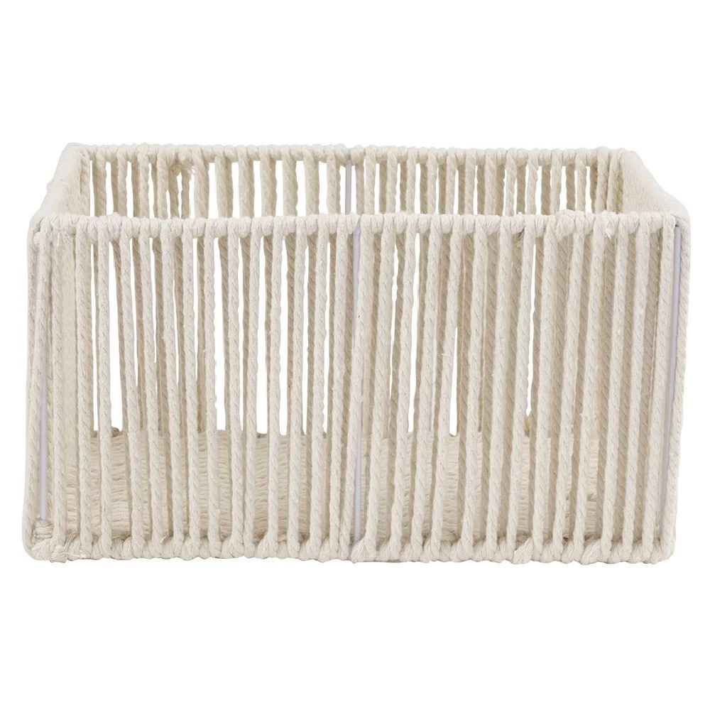 Panière Ajouré Acier Et Conton Beige - 30x20xH15cm Taille S 2 Panière Ajouré Acier Et Conton Beige - 30x20xH15cm Taille S – Image 2